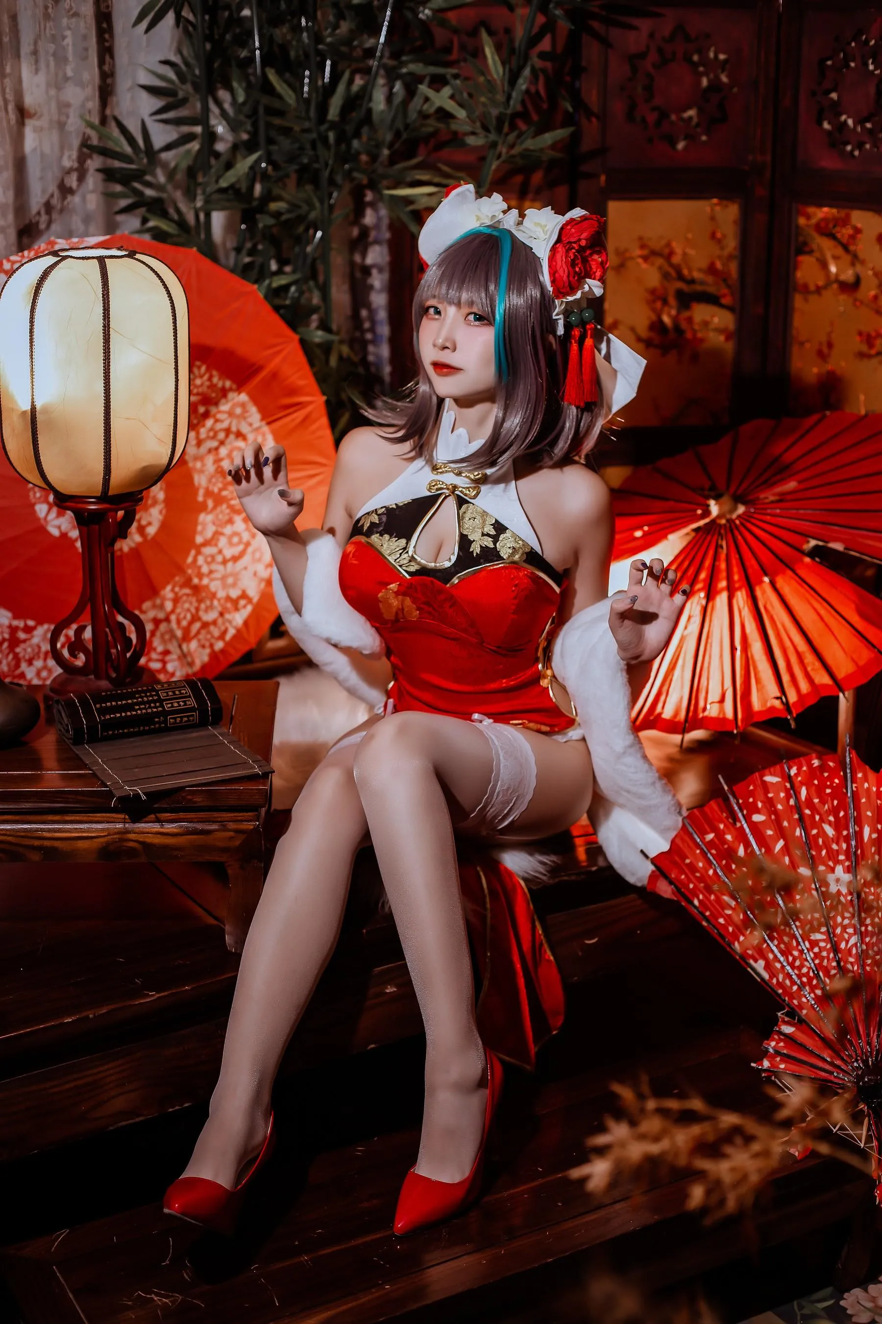 二佐Nisa – NO.151 碧蓝柴郡旗袍 [33P]插图5